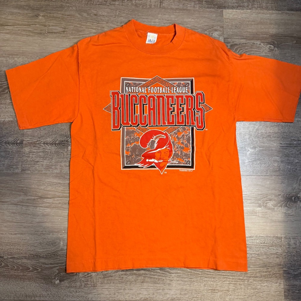 Vintage 1993 Tampa Bay Buccaneers T Shirt Orange Bucco Bruce NFL Competitor L